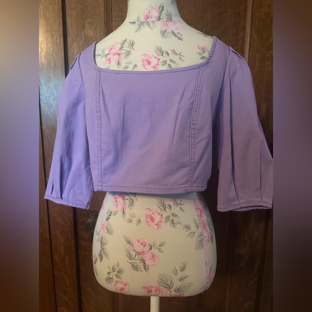 Circus NY Crop Top with Smocked Back in Fairy Wren (Lilac), Size L, NWT